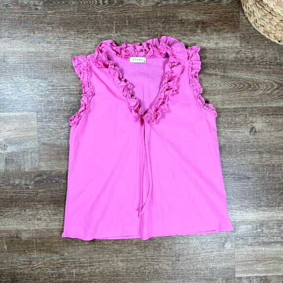 Stark X Women's Duke Top Pink Ruffle Top - Picture 1 of 6